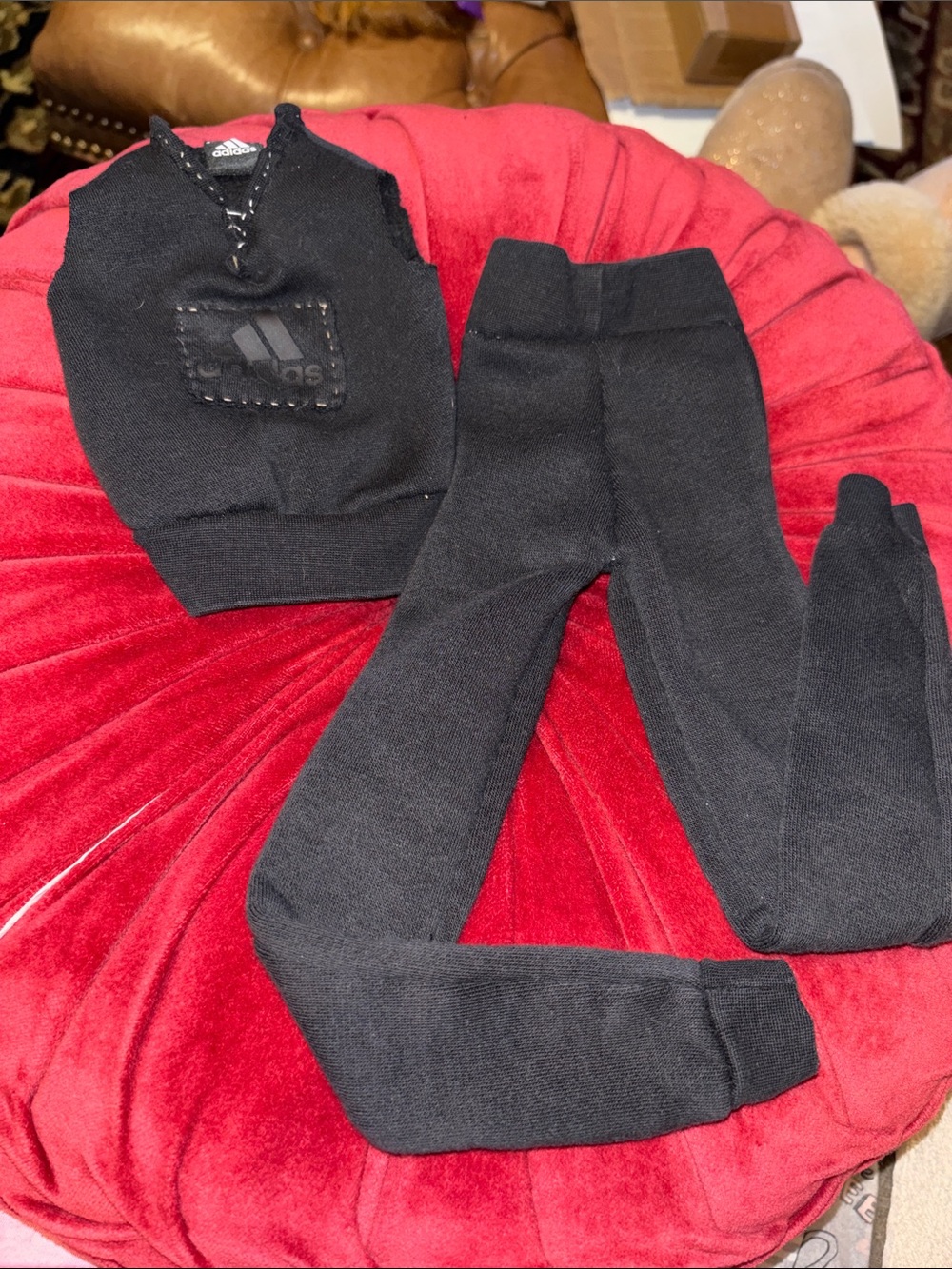 1/3 BJD Doll adidas Black Knit Leggings and Cropped Vest Set